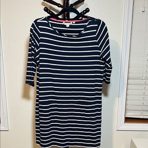 Boden Navy and White Striped Dress